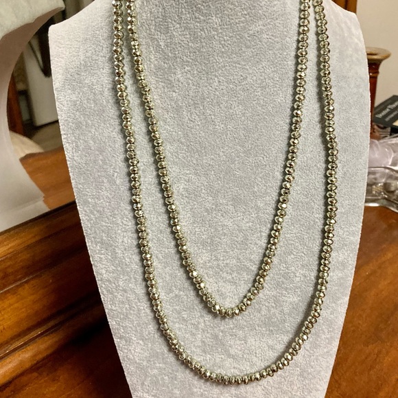 Hammered Gold Beaded Multi length Fashion Necklace NYC Boutique NWOT - Picture 6 of 11